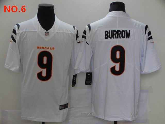 Men's Cincinnati Bengals 9 Joe Burrow Black Jersey NO.6;